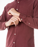 Camisa Casual 100% Algodón en Burdeos Oscuro