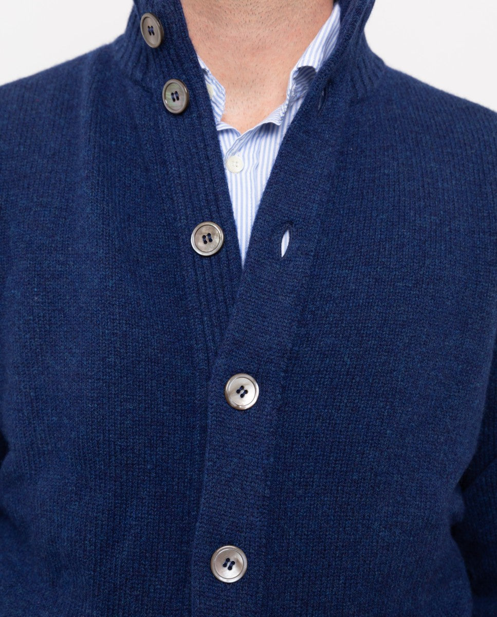 Blue Cardigan 100% Wool