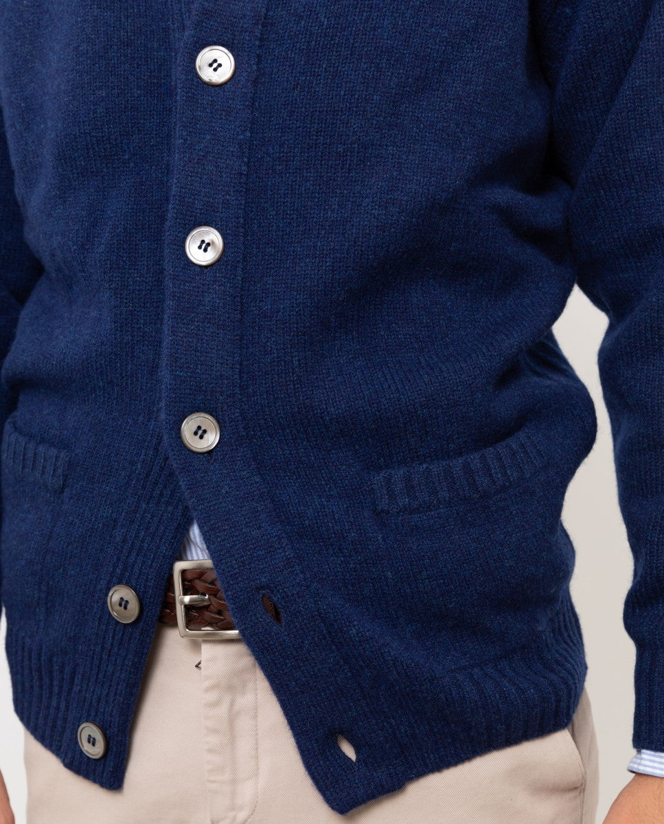 Blue Cardigan 100% Wool