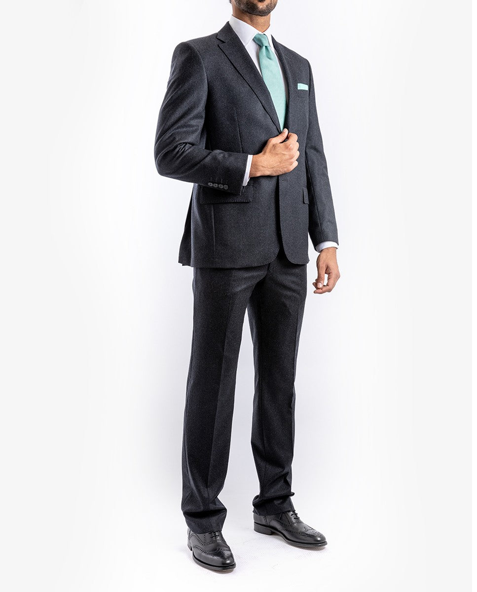 Dark Grey Suit Regular Plain 100% Flece wool