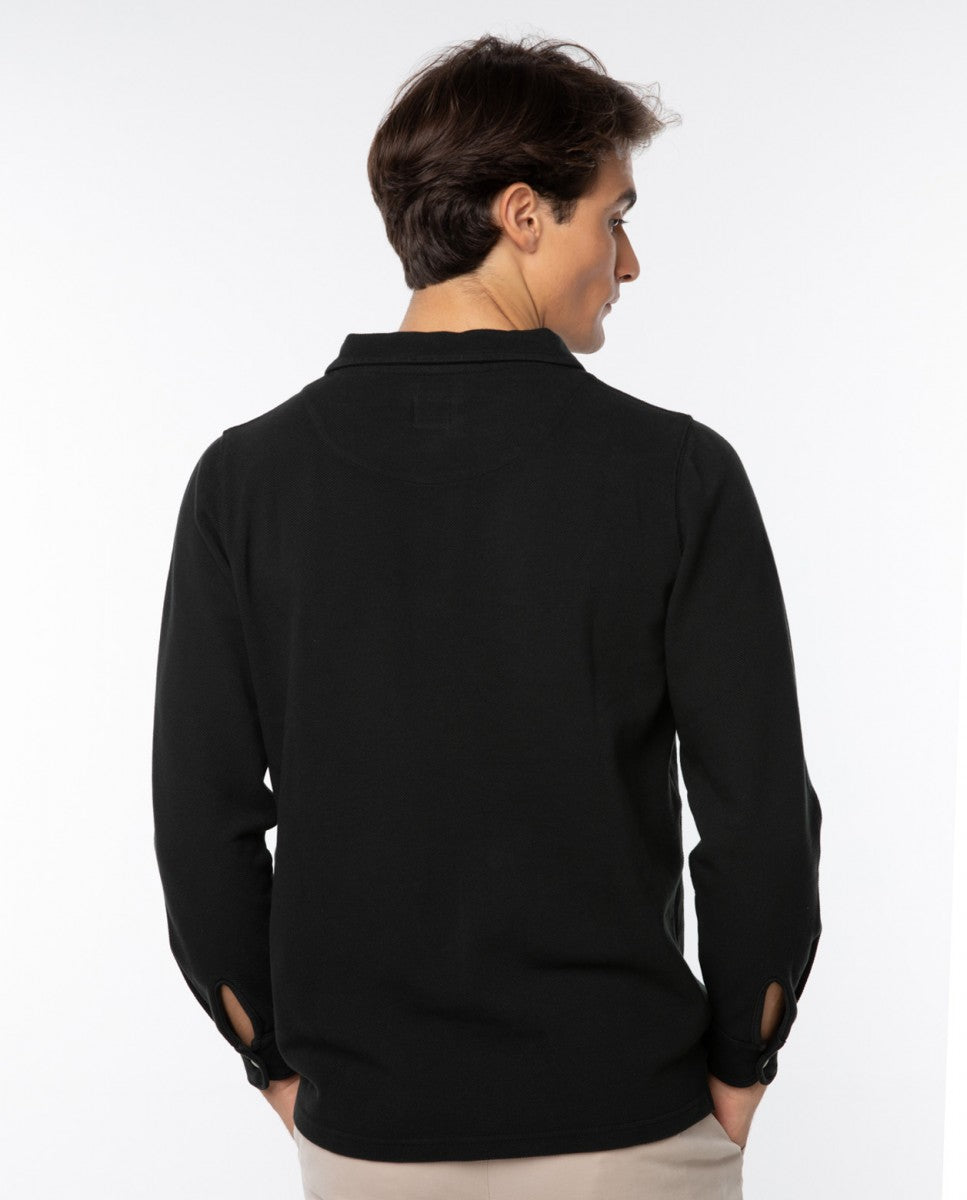 Dark Green Long Sleeve Polo 100% Cotton