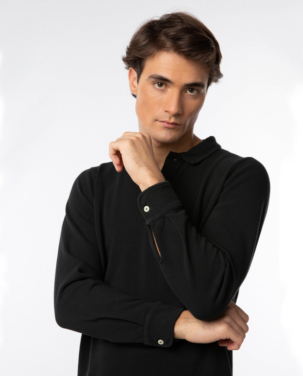 Dark Green Long Sleeve Polo 100% Cotton