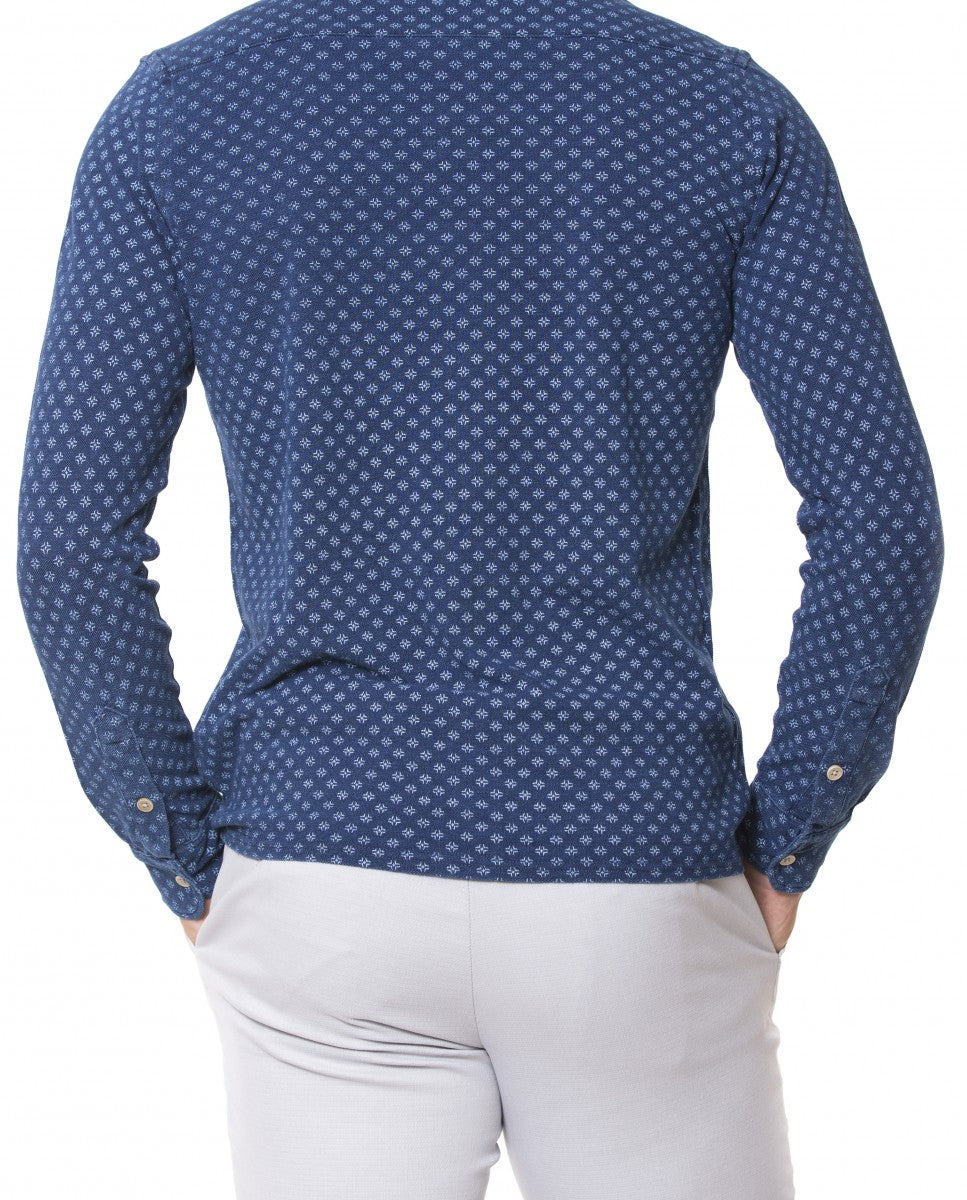 Camisa Casual 100% Algodón en Azul Oscuro