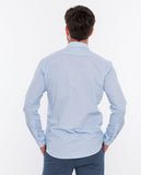Camisa Casual 100% Algodão em Azul Claro