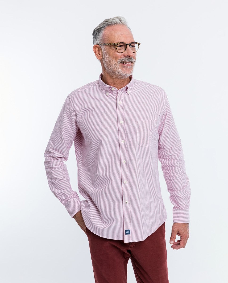 Camisa Casual 100% Algodón en Rojo Oscuro