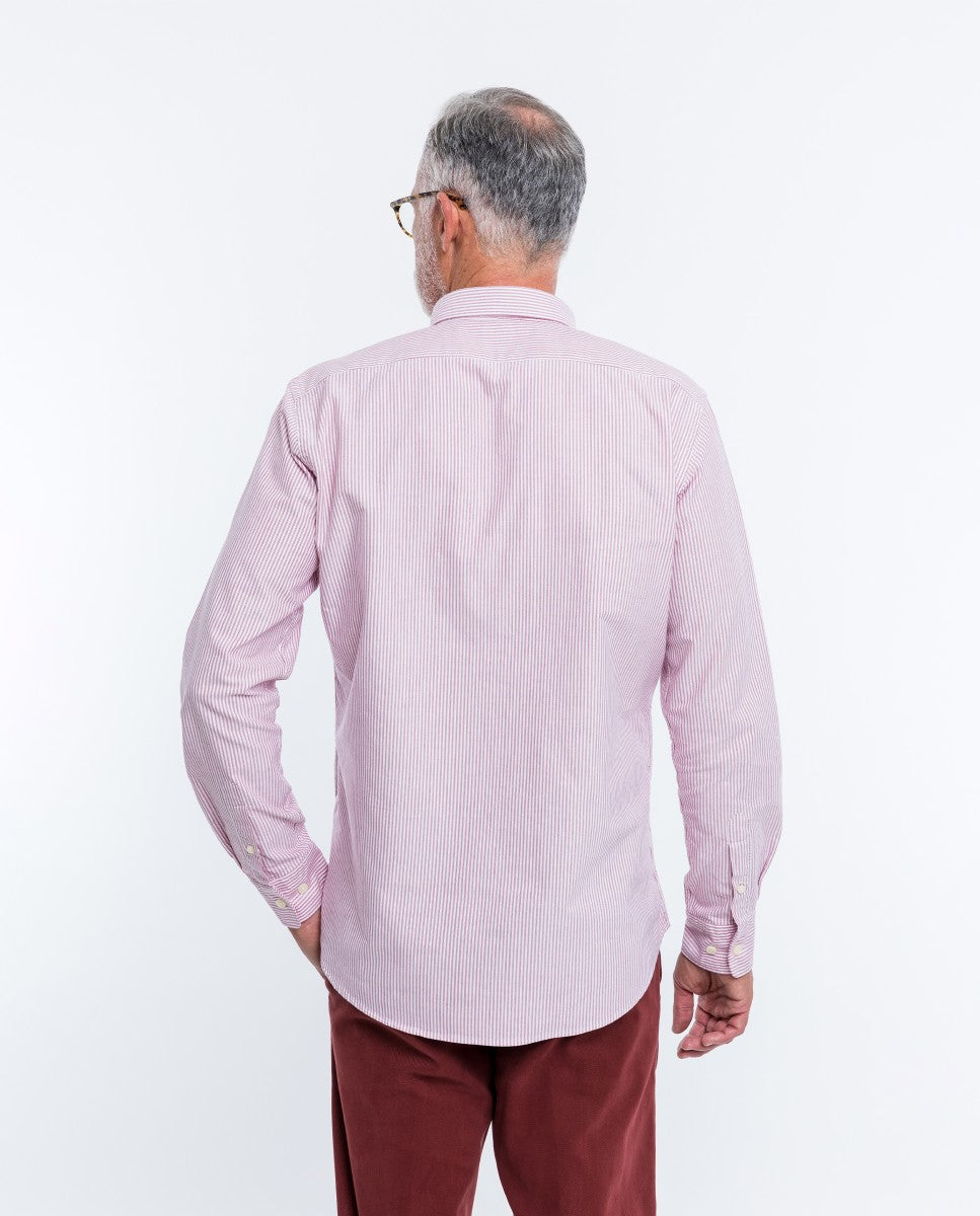 Camisa Casual 100% Algodón en Rojo Oscuro