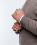 Brown Crew Neck Sweater 100% Merino Wool