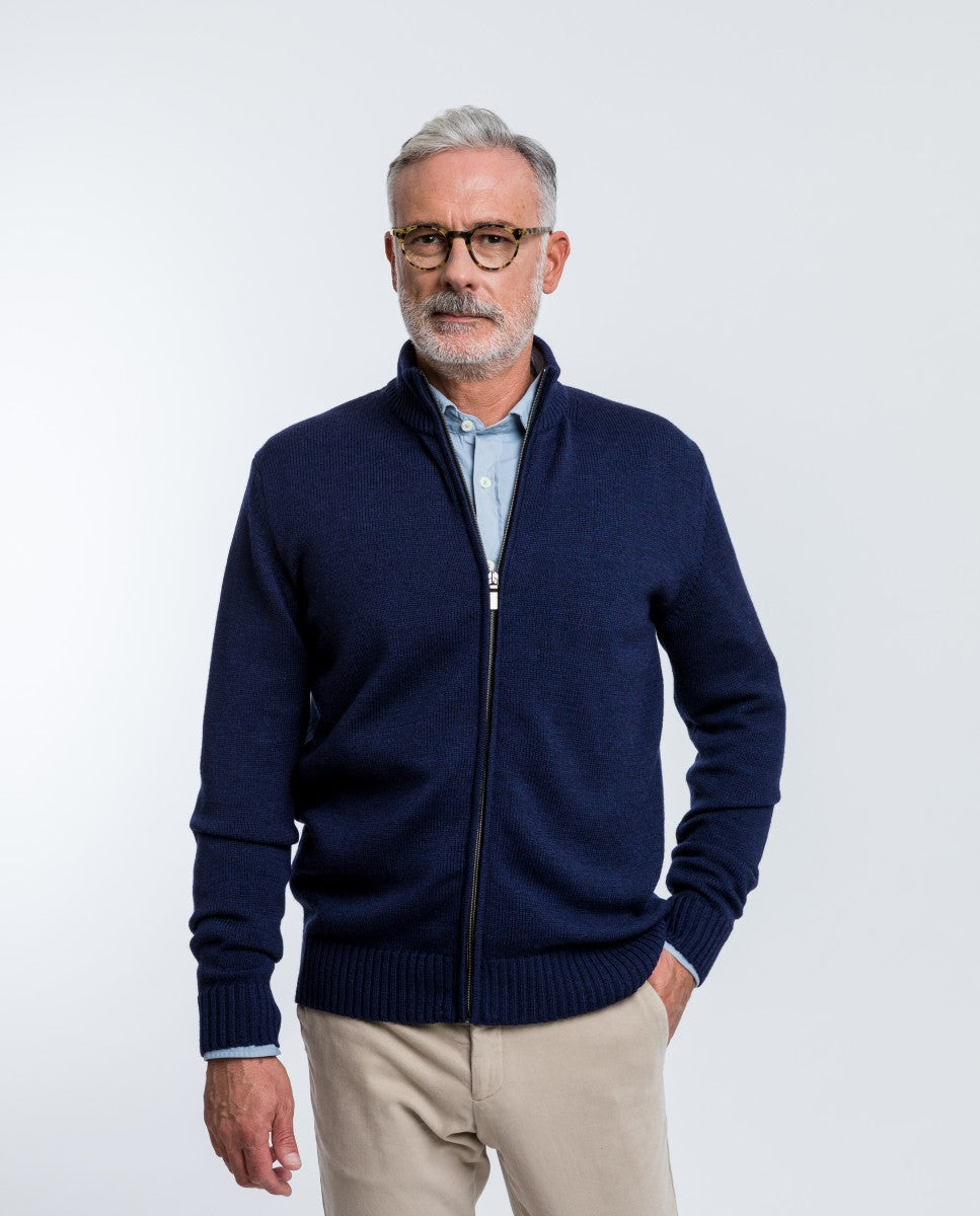 Dark Blue Cardigan 100% Merino Wool