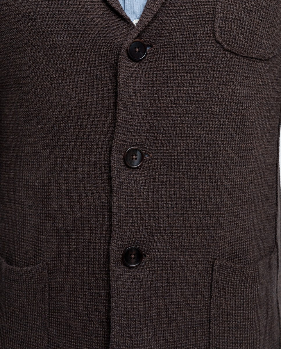 Dark Brown Cardigan 100% Merino Wool