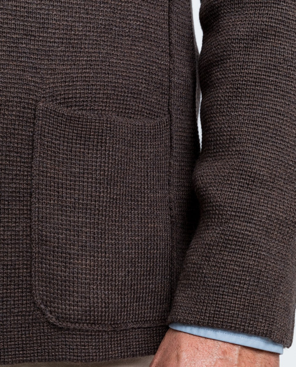 Dark Brown Cardigan 100% Merino Wool