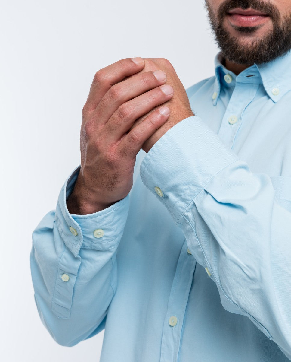 Camisa Casual 100% Algodón en Azul Claro