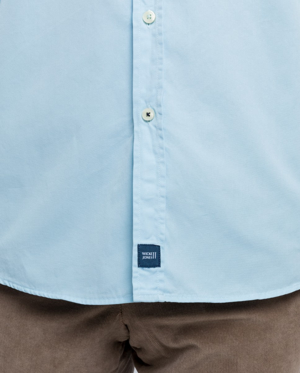 Camisa Casual 100% Algodón en Azul Claro