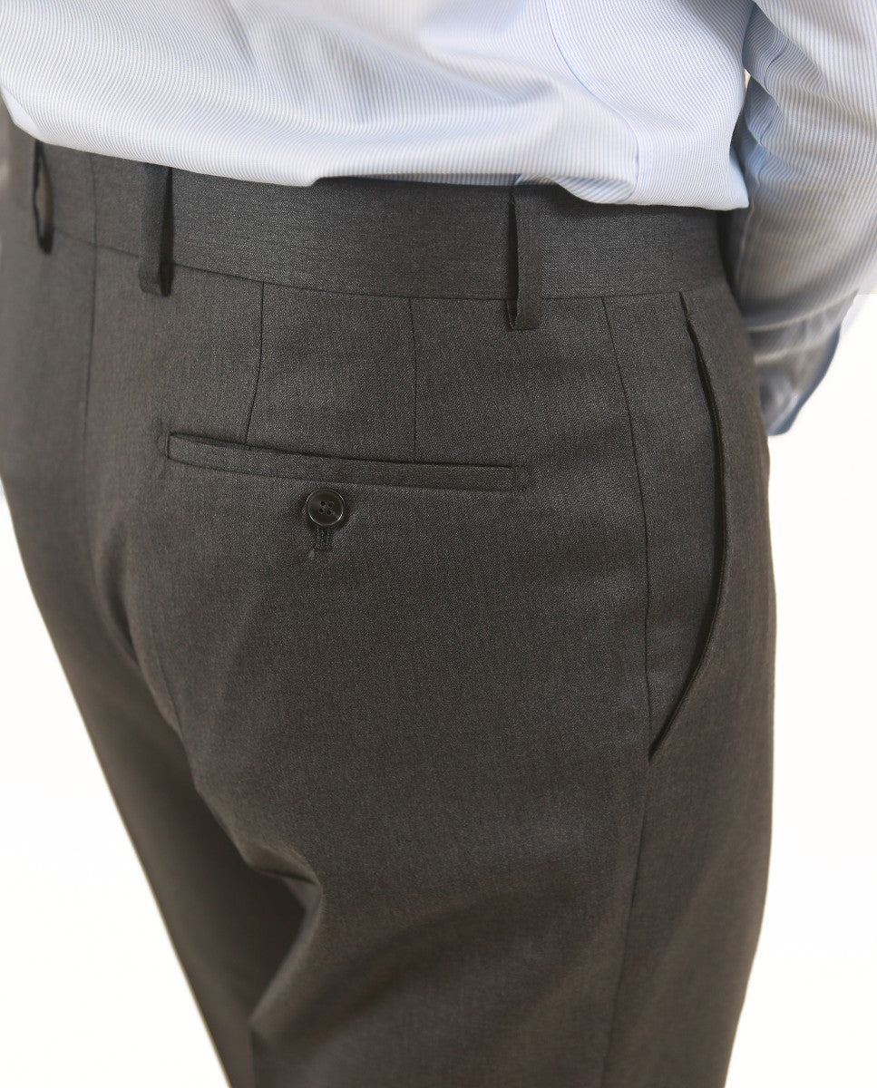 Grey Classic Trousers Soft Slim 100% Flece wool