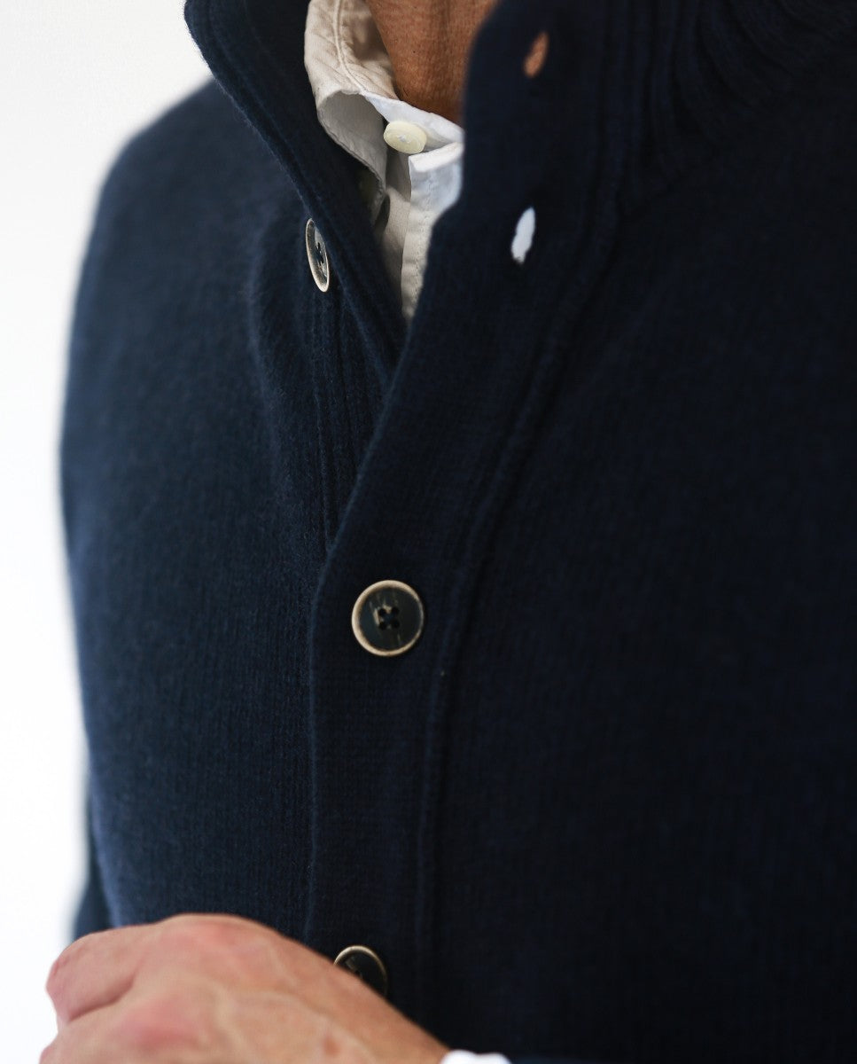 Dark Blue Cardigan 100% Wool
