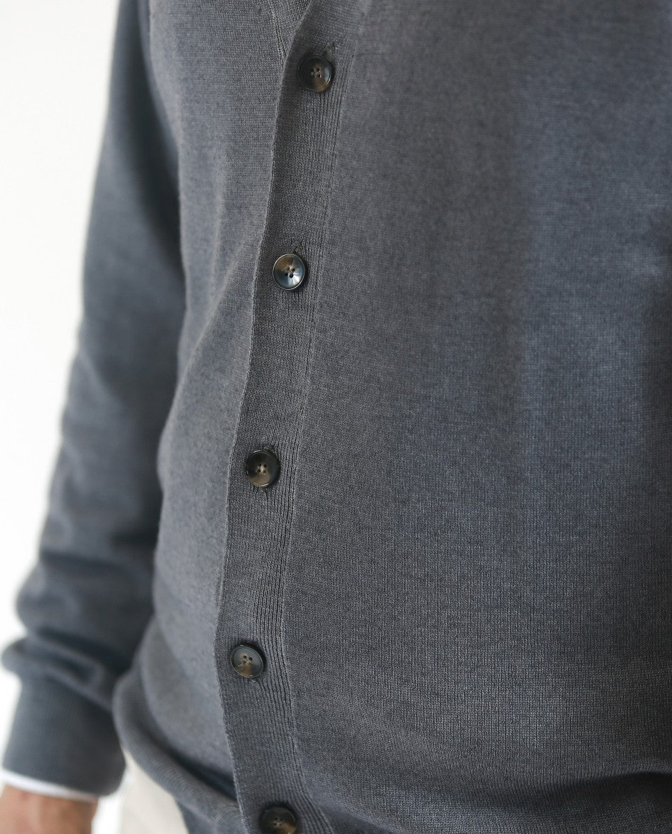 Grey Cardigan 100% Merino Wool