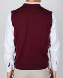 Bordeaux V Neck Sweater 100% Merino Wool