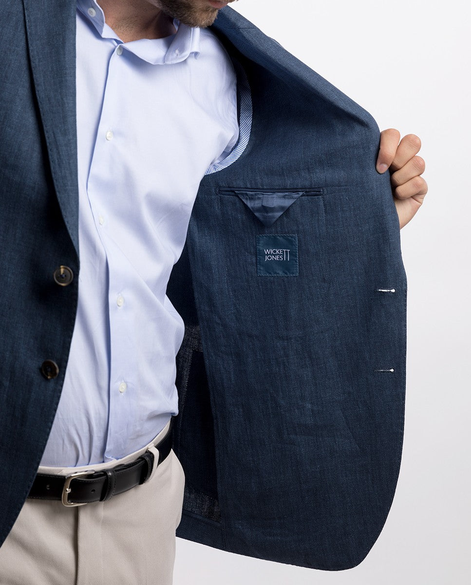 Dark Blue Casual Jacket 100% Linen