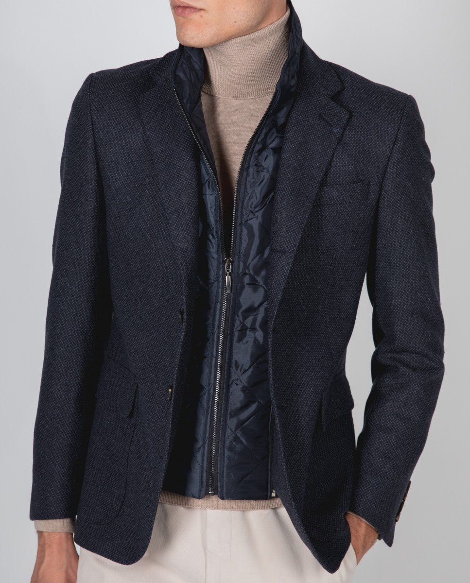 Dark Blue Casual Jacket 100% Flece wool