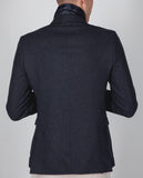 Dark Blue Casual Jacket 100% Flece wool