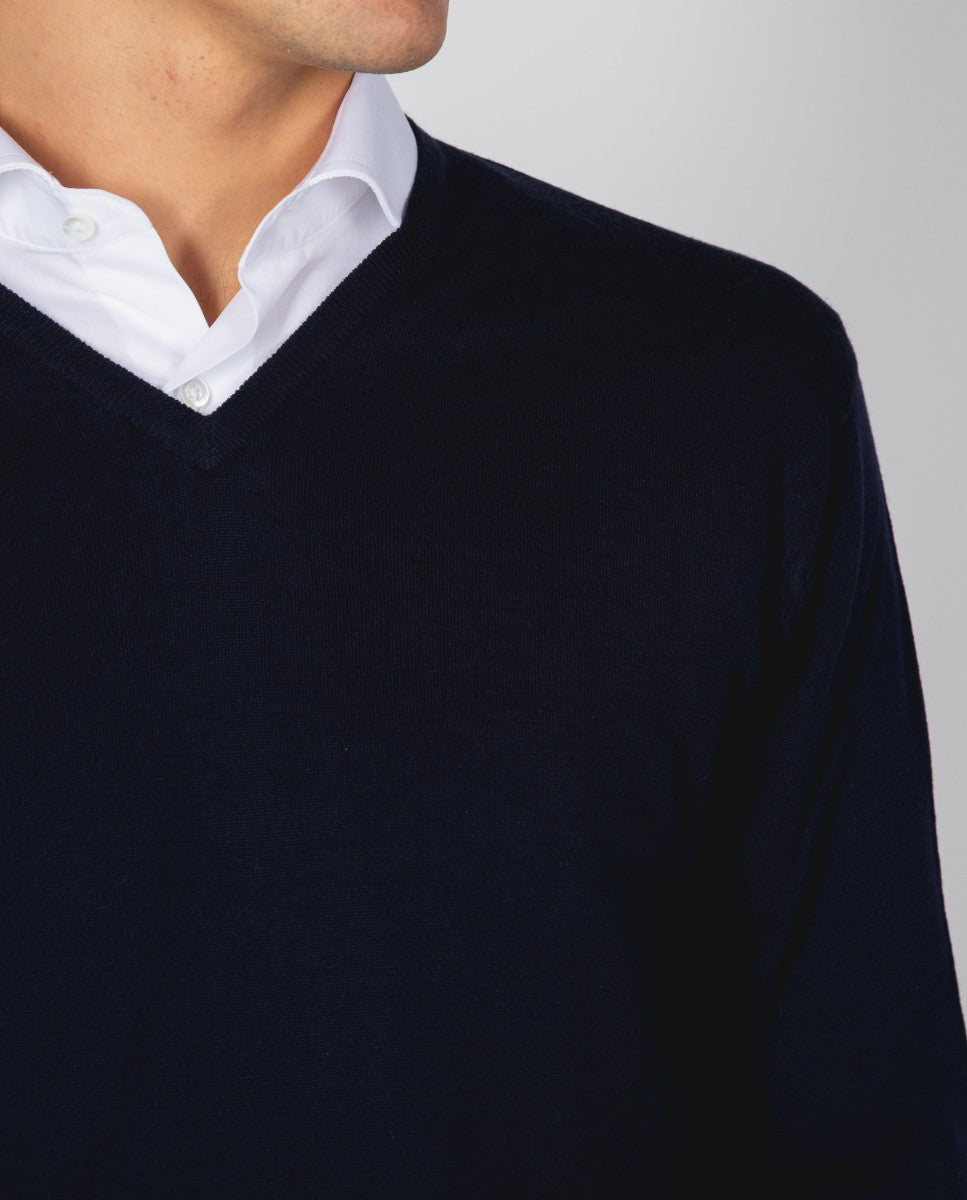 Jersey 100% Lana Merino en Azul Oscuro