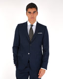 Dark Blue Suit Soft Slim Stripes 100% Wool