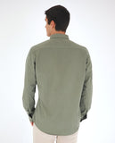 Camisa Casual 100% Algodón en Verde Oliva