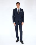 Dark Blue Suit Soft Slim Stripes 100% Wool