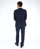 Dark Blue Suit Soft Slim Stripes 100% Wool