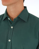 Camisa Casual 100% Algodão em Verde Escuro