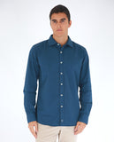 Camisa Casual 100% Algodón en Azul Oscuro