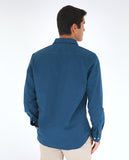 Camisa Casual 100% Algodón en Azul Oscuro
