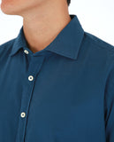 Camisa Casual 100% Algodão em Azul Escuro