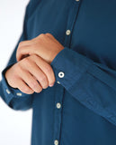 Camisa Casual 100% Algodón en Azul Oscuro