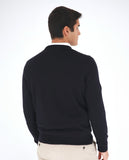 Camisola Decote em V 100% Lã Merino em Azul Escuro