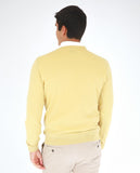 Camisola Decote em V 100% Lã Merino em Amarelo Claro