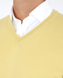 Camisola Decote V 100% Merino em Amarelo Claro