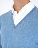 Light Blue V Neck Sweater 100% Wool