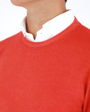 Dark Orange Crew Neck Sweater 100% Merino Wool