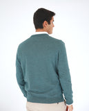 Camisola Decote V 100% Merino em Verde Petróleo