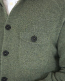 Green Cardigan 100% Wool