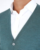 Petrol Green Cardigan 100% Merino Wool