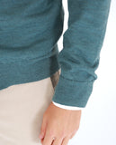 Chaqueta de Punto 100% Lana Merino en Verde Petróleo