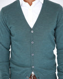 Chaqueta de Punto 100% Lana Merino en Verde Petróleo