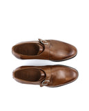 Dark Brown Monk Strap Shoes 100% Leather