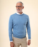 Blue Crew Neck Sweater 100% Cashmere