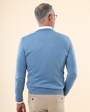 Blue Crew Neck Sweater 100% Cashmere