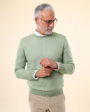 Green Crew Neck Sweater 100% Cashmere