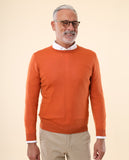 Dark Orange Crew Neck Sweater 100% Cashmere