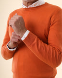 Dark Orange Crew Neck Sweater 100% Cashmere