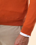 Dark Orange Crew Neck Sweater 100% Cashmere